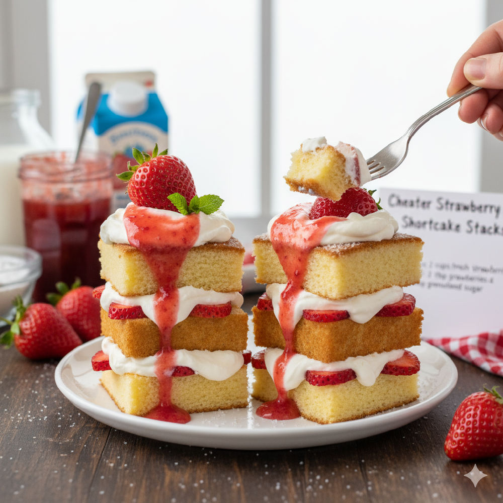 Cheater Strawberry Shortcake Stacks